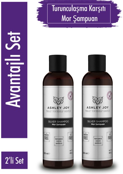 Platin,Sarı Saçlara Özel Turunculaşma Karşıtı Keratin Içeren Mor Şampuan 250 ml 2li Set