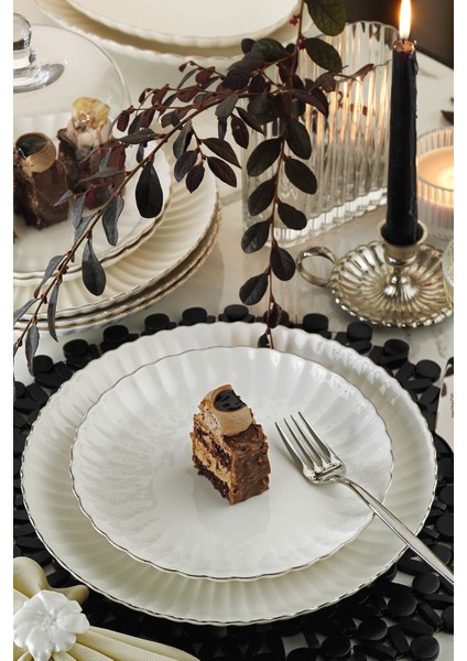 Bone Luz Form 24 Parça 6 Kişilik Yemek Takımı Platin