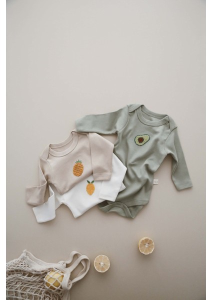 3'lü Nakışlı Çıt Çıtlı Uzun Kollu Body-Zıbın Model 3 fırsatları