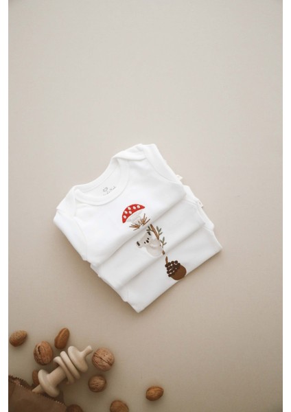 3'lü Nakışlı Çıt Çıtlı Uzun Kollu Body-Zıbın Model 1 fırsatları