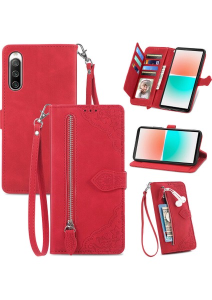 Ile Uyumlu Sony Xperia 10 Iv Fermuarlı Kese Manyetik Kart Tutacağı Bilek Kayışlı Cüzdan Kesesi Sony Xperia 10 Iv (Yurt Dışından) modelleri