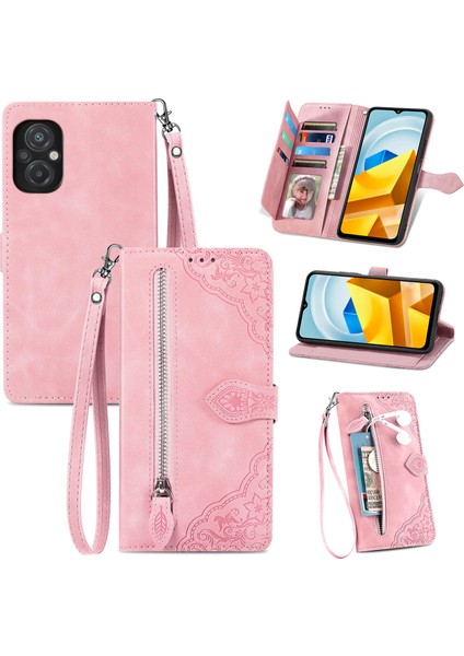 Ile Uyumlu Xiaomi Poco M5 Fermuarlı Kese Manyetik Kart Tutacağı Bilek Kayışlı Cüzdan Kesesi Xiaomi Poco M5 (Yurt Dışından) fiyatları