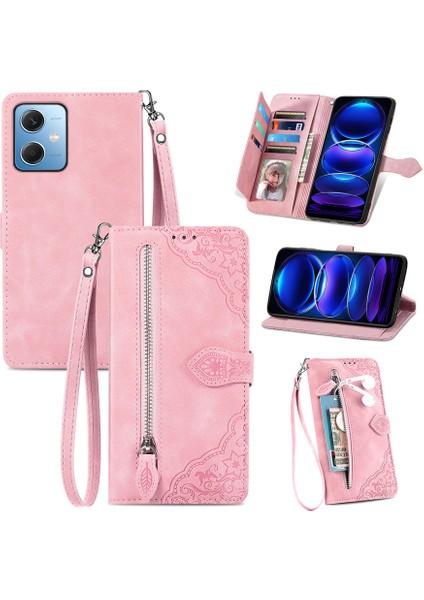 Ile Uyumlu Xiaomi Redmi Note 12 Fermuarlı Kese Manyetik Kart Tutacağı Bilek Kayışlı Cüzdan Kesesi Xiaomi Redmi Note 12 (Yurt Dışından)