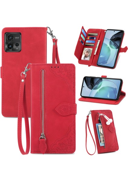 Ile Uyumlu Motorola Moto G72 Fermuarlı Kese Manyetik Kart Tutacağı Bilek Kayışlı Cüzdan Kesesi Motorola Moto G72 (Yurt Dışından) modelleri