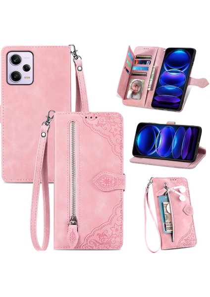 Ile Uyumlu Xiaomi Redmi Note 12 Pro Fermuarlı Kese Manyetik Kart Tutacağı Bilek Kayışlı Cüzdan Kesesi Xiaomi Redmi Note 12 Pro (Yurt Dışından)