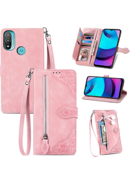 Ile Uyumlu Motorola Moto E20 Fermuarlı Kese Manyetik Kart Tutacağı Bilek Kayışlı Cüzdan Kesesi Motorola Moto E20 (Yurt Dışından) fiyatları