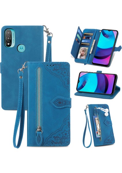 Ile Uyumlu Motorola Moto E20 Fermuarlı Kese Manyetik Kart Tutacağı Bilek Kayışlı Cüzdan Kesesi Motorola Moto E20 (Yurt Dışından) fiyatları