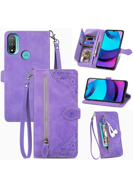 Ile Uyumlu Motorola Moto E20 Fermuarlı Kese Manyetik Kart Tutacağı Bilek Kayışlı Cüzdan Kesesi Motorola Moto E20 (Yurt Dışından) fiyatları