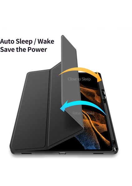 Samsung Galaxy Tab S9 Ultra Tri-Kat Stand Pu Deri Deri Akıl Tablet Kapak Kalem Tutucu (Yurt Dışından) fiyatları