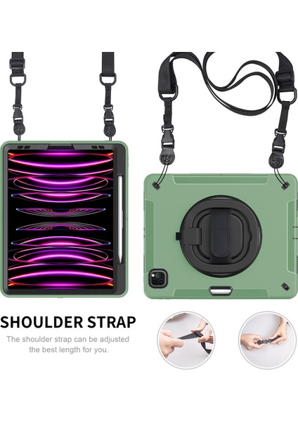 Apple iPad Pro 12.9 Pc+Tpu Tablet Kılıfı, Kalem Yuvası ile Kickstand Cover, Strap (Yurt Dışından) modelleri