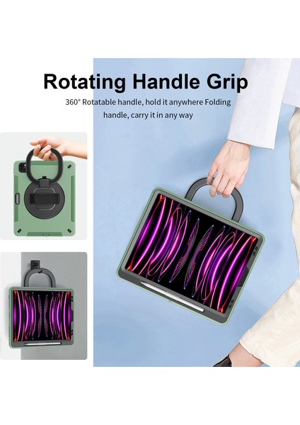 Apple iPad Pro 12.9 Pc+Tpu Tablet Kılıfı, Kalem Yuvası ile Kickstand Cover, Strap (Yurt Dışından) fırsatları