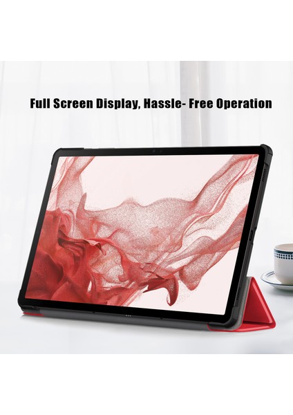 Samsung Galaxy Tab S9 SM-X710, SM-X716B, SM-X718U Deri Tablet Kılıfı Trifold Stand Akıllı Kapak (Yurt Dışından)