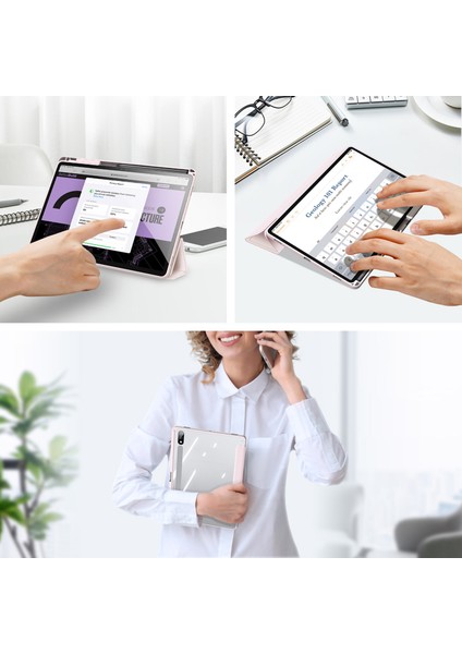 Samsung Galaxy Tab S9+ Pu Deri Üçlü Stand Kapak Tablet Kılıfı Kalem Tutucu (Yurt Dışından) fırsatları