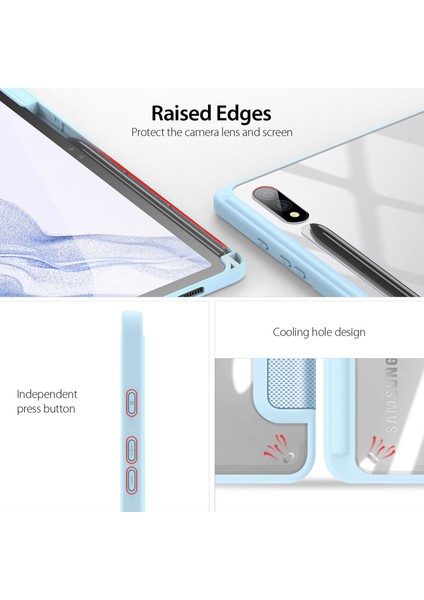 Samsung Galaxy Tab S9+ Pu Deri Üçlü Stand Kapak Tablet Kılıfı Kalem Tutucu (Yurt Dışından) modelleri