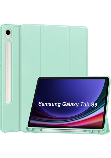 Samsung Galaxy Tab S9, Pu Derisi Pe Deri Için Üç Katlı Stand Kılıfı (Yurt Dışından)