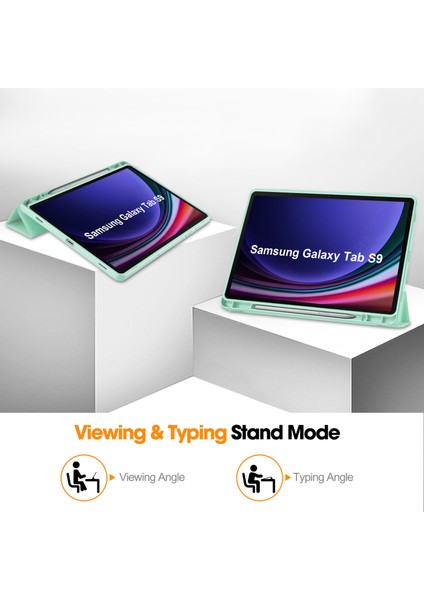 Samsung Galaxy Tab S9, Pu Derisi Pe Deri Için Üç Katlı Stand Kılıfı (Yurt Dışından)