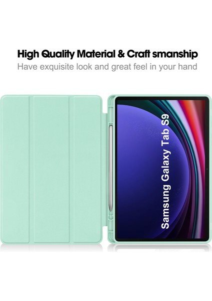 Samsung Galaxy Tab S9, Pu Derisi Pe Deri Için Üç Katlı Stand Kılıfı (Yurt Dışından)