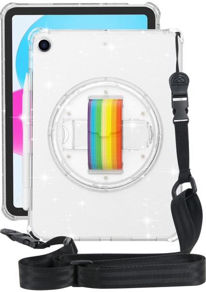 Apple iPad 10.2 (2021) / (2020) / (2019) Döner Kayış Kickstand Tablet Kasası Tpu+Pc Tablet Kapağı (Yurt Dışından) modelleri