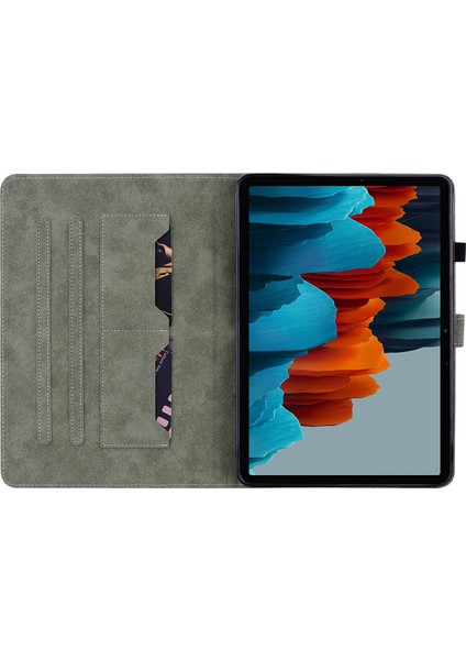 Samsung Galaxy Tab S9+ Basılı Tablet Kılıf Pu Deri Kart Tutucu Stand Kapağı (Yurt Dışından)