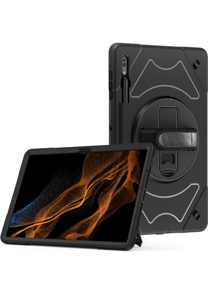 Samsung Galaxy Tab S8 Ultra Kickstand Case, Strap Pc+Tpu Şok Geçirmez Anti-Drop Tablet Kapağı (Yurt Dışından)