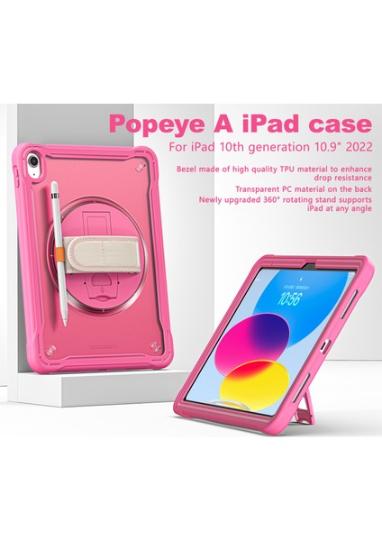 Apple iPad 10.9 (2022) Döner Kayış Tpu+Pc Tablet Kapağı Kickstand Tablet Kasası (Yurt Dışından) fiyatları
