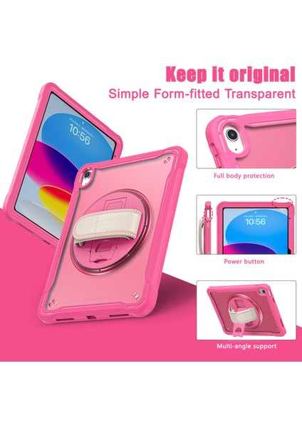 Apple iPad 10.9 (2022) Döner Kayış Tpu+Pc Tablet Kapağı Kickstand Tablet Kasası (Yurt Dışından) modelleri