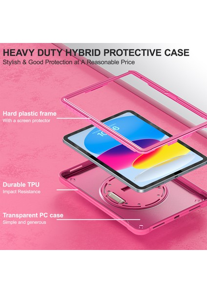 Apple iPad 10.9 (2022) Döner Kayış Tpu+Pc Tablet Kapağı Kickstand Tablet Kasası (Yurt Dışından) indirimleri