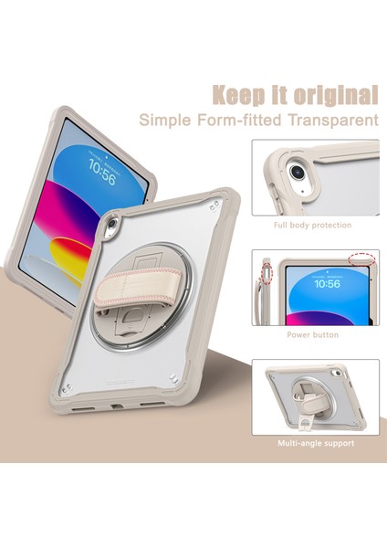 Apple iPad 10.9 (2022) Döner Kayış Tpu+Pc Tablet Kapağı Kickstand Tablet Kasası (Yurt Dışından) modelleri