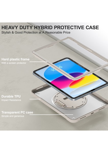 Apple iPad 10.9 (2022) Döner Kayış Tpu+Pc Tablet Kapağı Kickstand Tablet Kasası (Yurt Dışından) indirimleri
