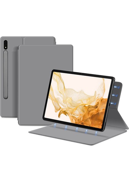 Samsung Galaxy Tab S8+ Stand Manyetik Kılıf Pu Deri+ Pc Akıllı Tablet Kapağı (Yurt Dışından)