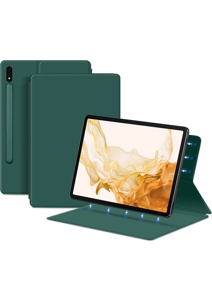 Samsung Galaxy Tab S8+ Stand Manyetik Kılıf Pu Deri+ Pc Akıllı Tablet Kapağı (Yurt Dışından)