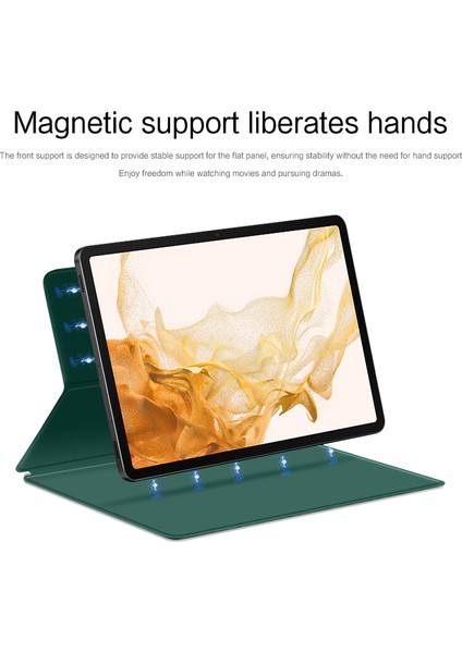 Samsung Galaxy Tab S8+ Stand Manyetik Kılıf Pu Deri+ Pc Akıllı Tablet Kapağı (Yurt Dışından)