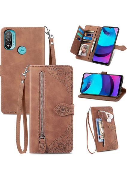 Ile Uyumlu Motorola Moto E20 Fermuarlı Kese Manyetik Kart Tutacağı Bilek Kayışlı Cüzdan Kesesi Motorola Moto E20 (Yurt Dışından) fiyatları