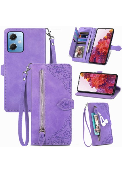 Ile Uyumlu Xiaomi Redmi Note 12 Fermuarlı Kese Manyetik Kart Tutacağı Bilek Kayışlı Cüzdan Kesesi Xiaomi Redmi Note 12 (Yurt Dışından)