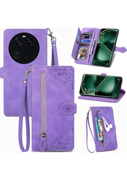 Ile Uyumlu Oppo Find X6 Fermuarlı Kese Manyetik Kart Tutacağı Bilek Kayışlı Cüzdan Kesesi Oppo Find X6 (Yurt Dışından) modelleri