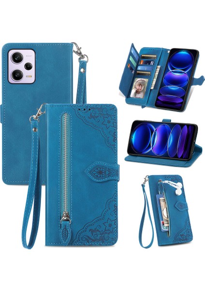 Ile Uyumlu Xiaomi Redmi Note 12 Pro Fermuarlı Kese Manyetik Kart Tutacağı Bilek Kayışlı Cüzdan Kesesi Xiaomi Redmi Note 12 Pro (Yurt Dışından)
