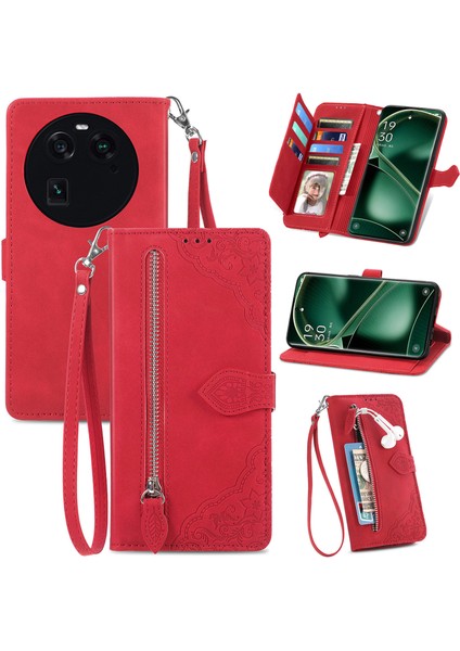 Ile Uyumlu Oppo Find X6 Fermuarlı Kese Manyetik Kart Tutacağı Bilek Kayışlı Cüzdan Kesesi Oppo Find X6 (Yurt Dışından) modelleri