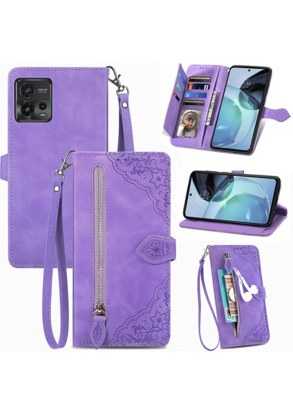 Ile Uyumlu Motorola Moto G72 Fermuarlı Kese Manyetik Kart Tutacağı Bilek Kayışlı Cüzdan Kesesi Motorola Moto G72 (Yurt Dışından) modelleri