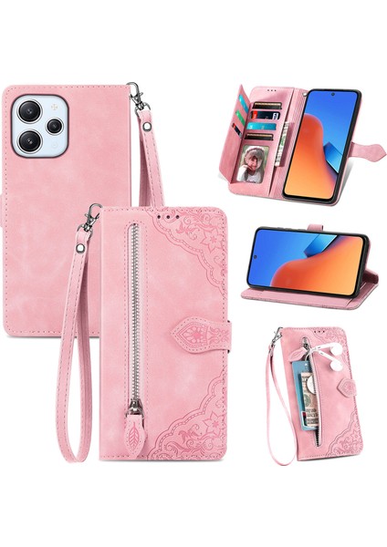 Ile Uyumlu Xiaomi Redmi 12 Fermuarlı Kese Manyetik Kart Tutacağı Bilek Kayışlı Cüzdan Kesesi Xiaomi Redmi 12 (Yurt Dışından) modelleri