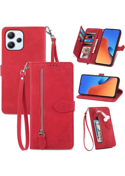 Yihang Boutique Ile Uyumlu Xiaomi Redmi 12 Fermuarlı Kese Manyetik Kart Tutacağı Bilek Kayışlı Cüzdan Kesesi Xiaomi Redmi 12 (Yurt Dışından)