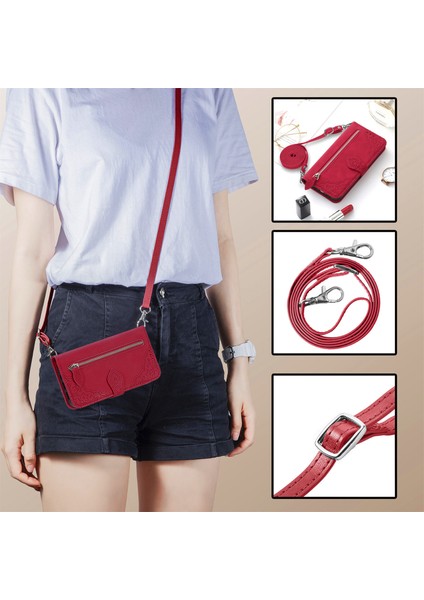 Ile Uyumlu Motorola Moto G62 Fermuarlı Kese Manyetik Kart Tutacağı Bilek Kayışlı Cüzdan Kesesi Motorola Moto G62 (Yurt Dışından)