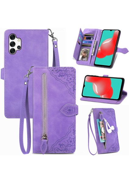 Ile Uyumlu Samsung Galaxy A32 5g Fermuarlı Kese Manyetik Kart Tutacağı Bilek Kayışlı Cüzdan Kesesi Samsung Galaxy A32 5g (Yurt Dışından)