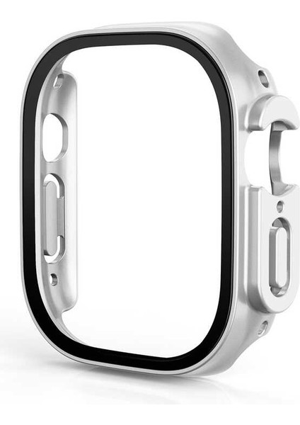 Watch Ultra 49MM Kasa ve Ekran Koruyucu Zore Watch Gard 19-Gümüş