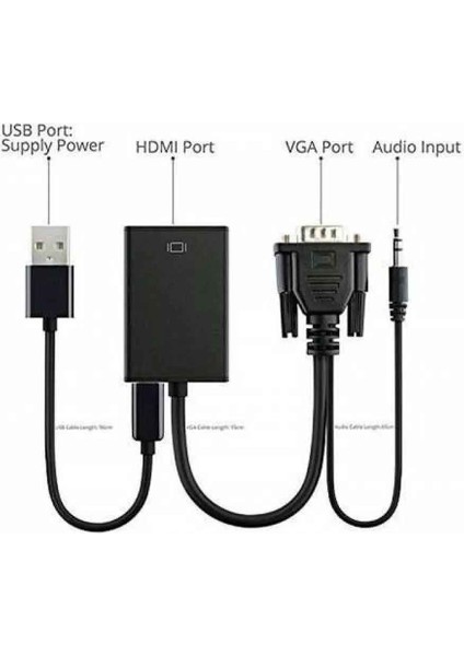 Alfanet VGA To HDMI + Ses Çevirici