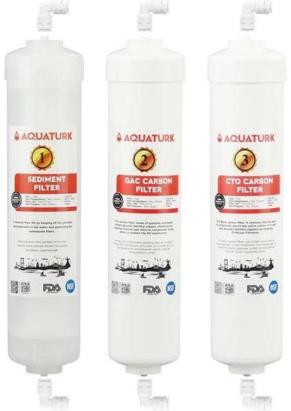 Su Arıtma Cihazı Çubuklu 3'lü Filtre Seti + Dirsekli