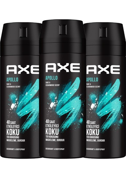 Erkek Sprey Deodorant Apollo 48 Saat Etkileyici Koku 150 ml x3