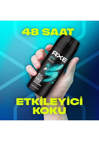 Erkek Sprey Deodorant Apollo 48 Saat Etkileyici Koku 150 ml x3