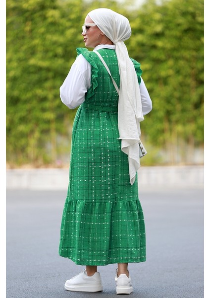 Kayla Kolları Fırfırlı Salopet 584 - Yeşil