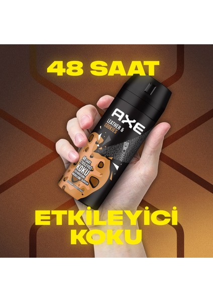 Erkek Sprey Deodorant Leather & Cookies 48 Saat Etkileyeci Koku 150 ml x3