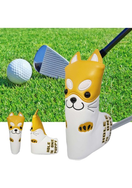 Golf Blade Atıcı Başörtüsü Köpek Desen Golf Kulübü Baş Örtüsü Polar Astar Sarı (Yurt Dışından)